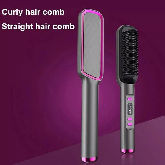 Electric Hair Straightener Brush Straight Quick Iron Hot Comb Negative ion Brush