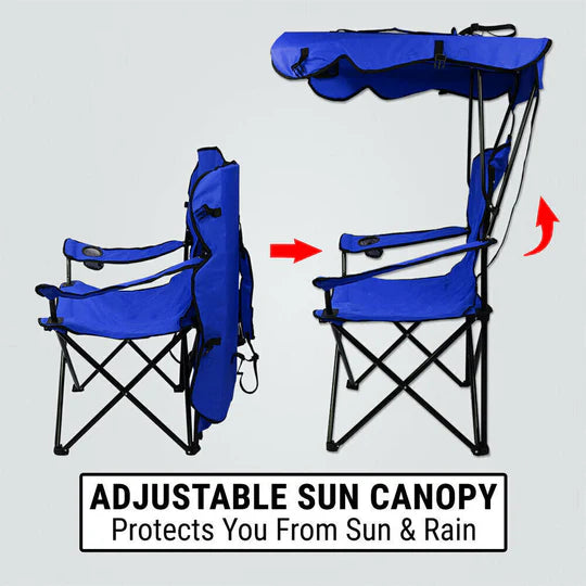 Canopy Chair Foldable W/ Sun Shade Beach Camping Folding Outdoor Fishing