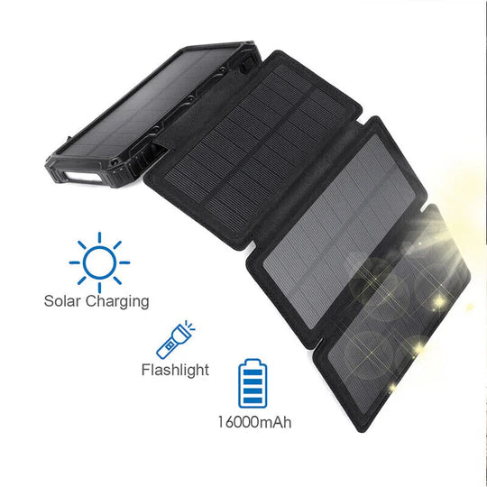 20000mAh Foldable Solar Charging Mobile Power with Bright Lighting