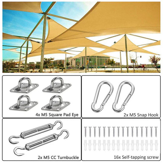 SUN SHADE SAIL FIXING HARDWARE ACCESSORIES KIT GARDEN PATIO SUNSCREEN CANOPY