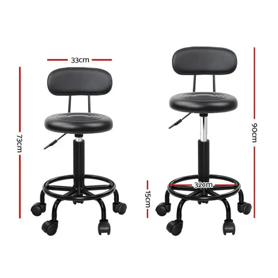 Salon Stool Swivel Chair Backrest Barber Hairdressing Hydraulic Lift PU