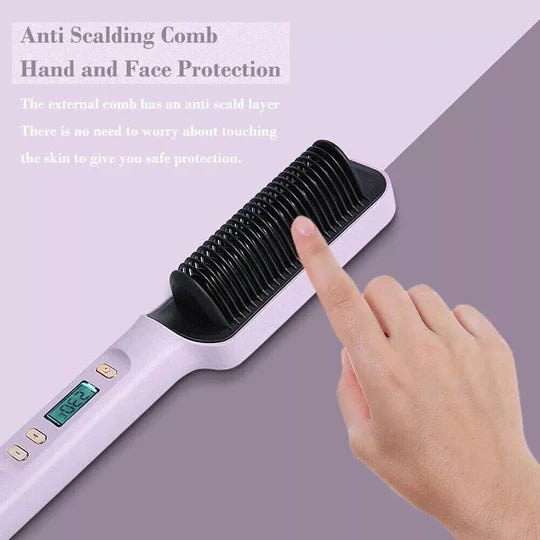 Electric Hair Straightener Brush Straight Quick Iron Hot Comb Negative ion Brush