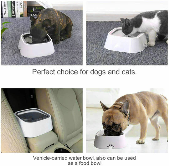 1.5L Pet Dog Cat Water Bowl No Spill Slow Feeder Dispenser Dust Free Non-Slip