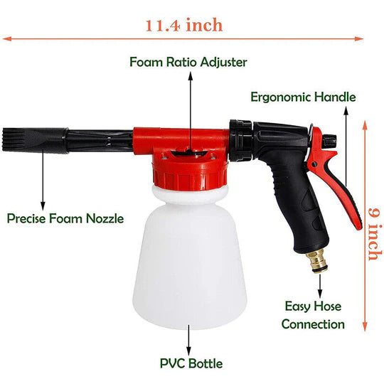 1L SNOW FOAM LANCE CANNON BOTTLE SOAP GUN SPRAYER HOSE FOR CAR PRESSURE WASHER