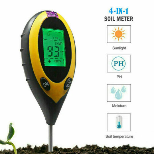 4 in 1 Soil PH Tester Moisture Sunlight Light Test Meter for Garden Plant Lawns