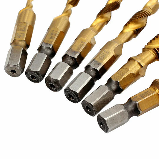 6PCS DRILL TAP COUNTERSINK DEBURR SET METRIC COMBINATION DRILL TAP BIT M3-M10