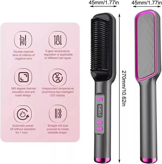 Electric Hair Straightener Brush Straight Quick Iron Hot Comb Negative ion Brush