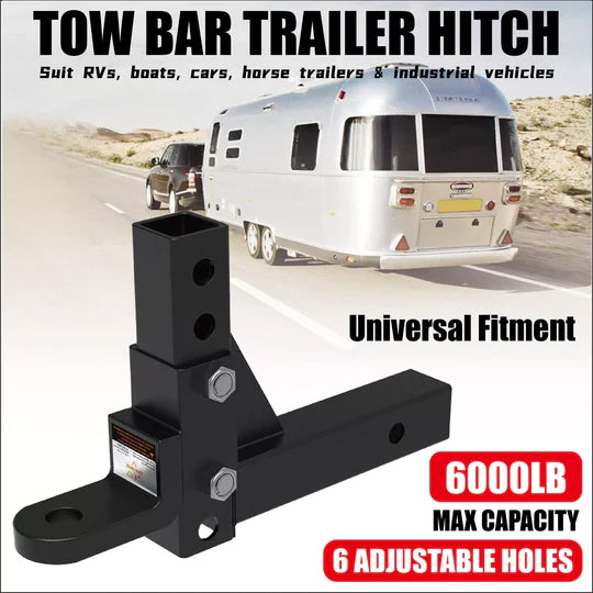 Adjustable Towbar Tow Bar Ball Mount 2" Hitch Towing Trailer 4WD Car 6000lbs