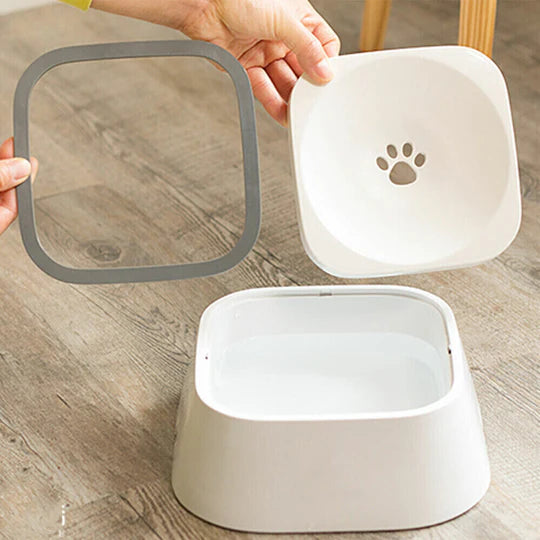 1.5L Pet Dog Cat Water Bowl No Spill Slow Feeder Dispenser Dust Free Non-Slip