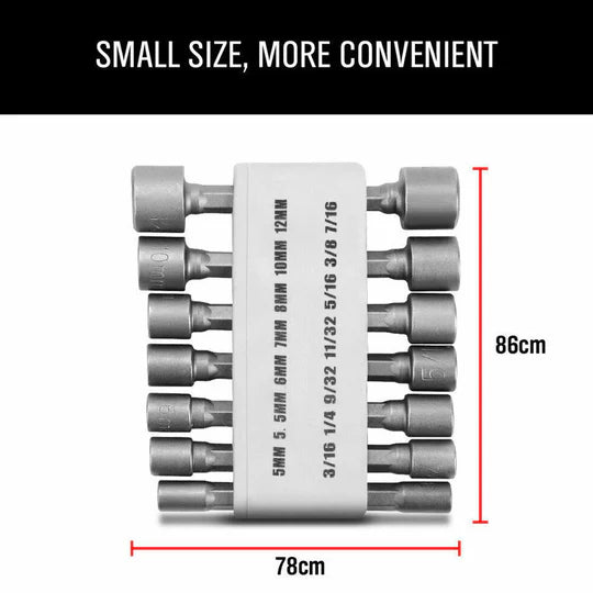 14x Power Nut Driver Drill Bit Set SAE Metric Socket Wrench Screw 1/4''Hex Shank