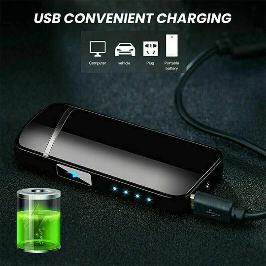 Electric Flameless Windproof USB Rechargeable Dual Arc Plasma Lighter Lighters