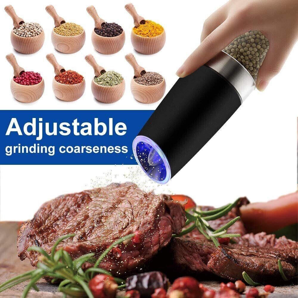 Gravity Electric Salt and Pepper Grinder Mill Shakers Adjustable Automatic