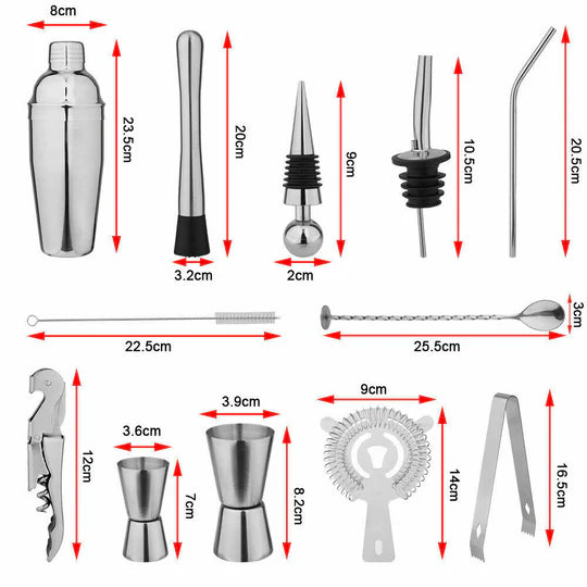 Cocktail Shaker Set Maker Mixer Martini Spirits Bar Strainer Bartender Stand Kit