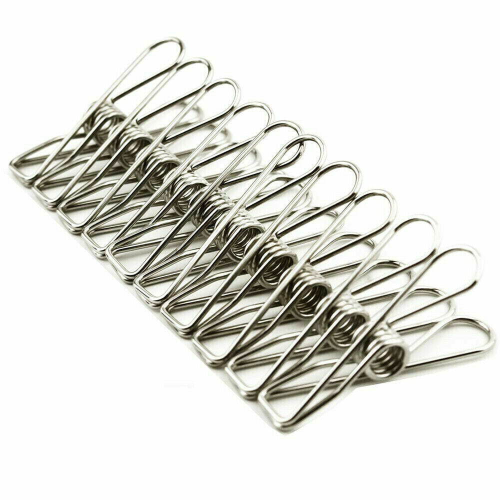 10-300X Stainless Steel Clothes Pegs Hanging Clips Pins Laundry Windproof Clamp