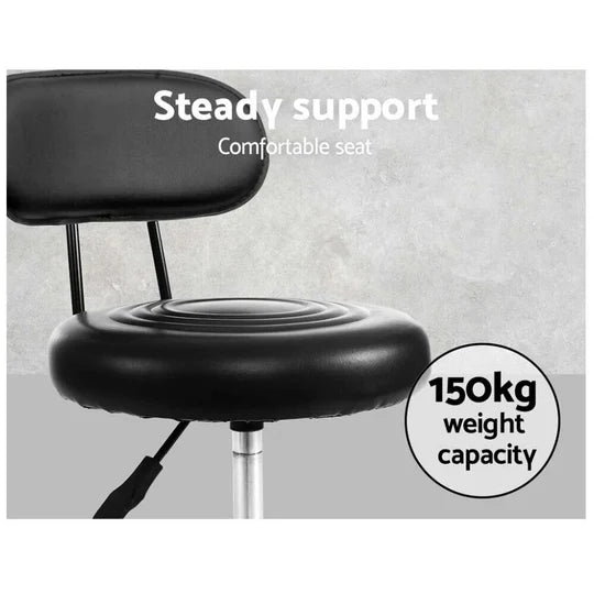 Salon Stool Swivel Chair Backrest Barber Hairdressing Hydraulic Lift PU