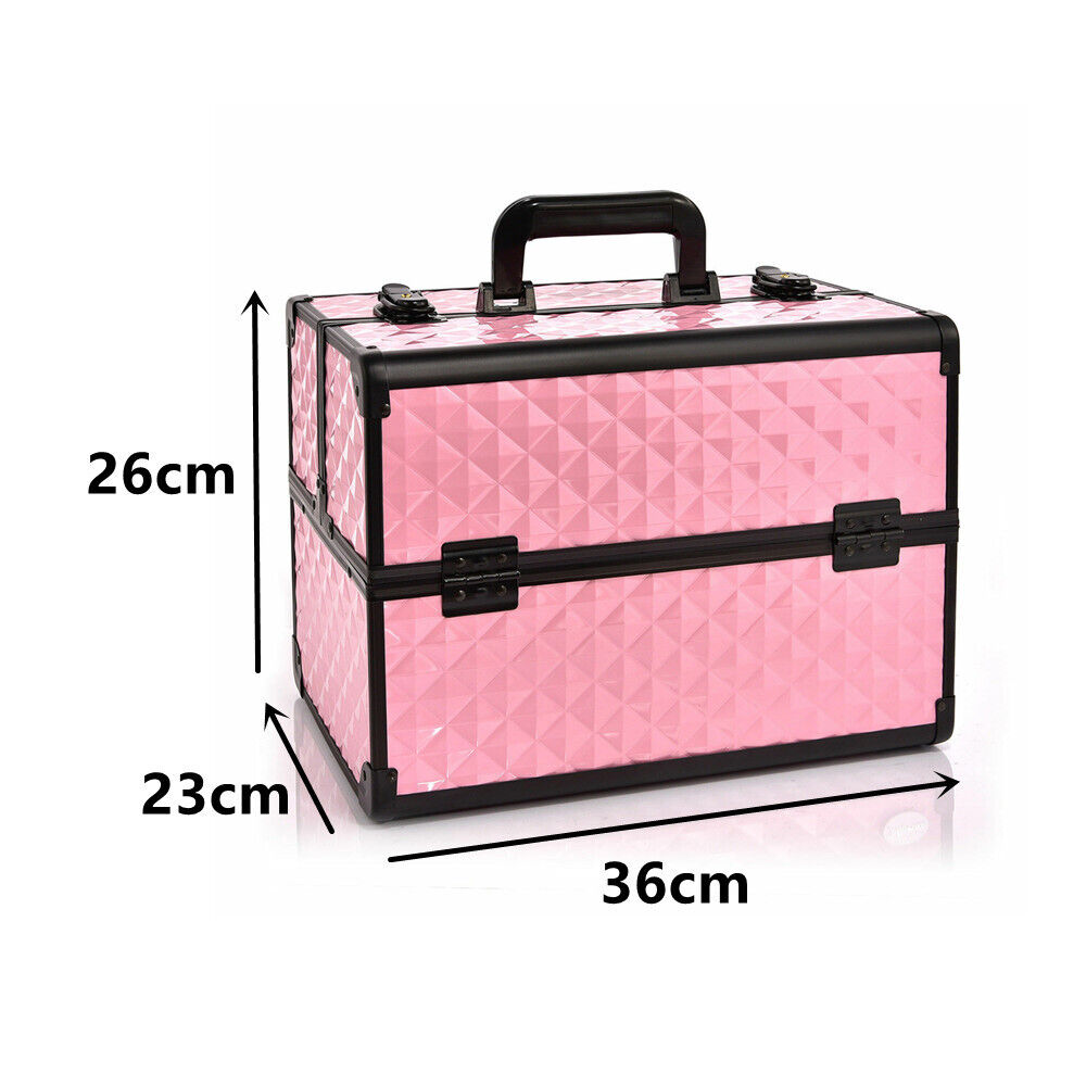 Cosmetic Beauty Makeup Case Carry Bag Organiser Box Strap Travel Portable Pink