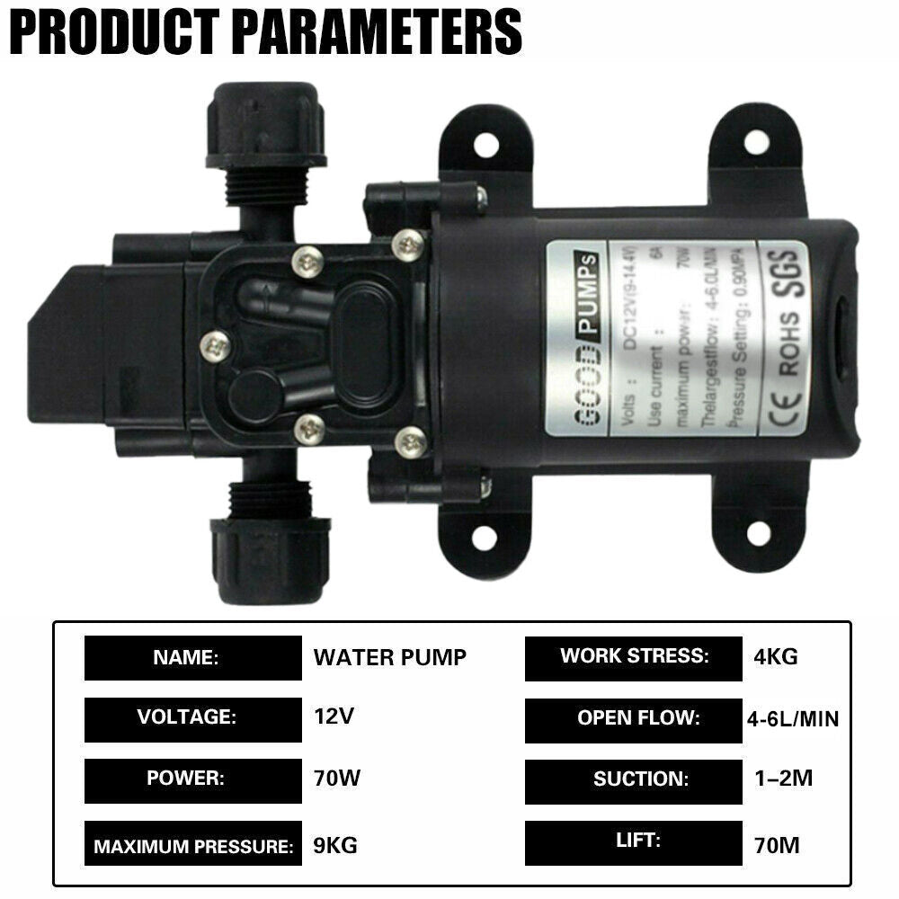 12V Water Pump 6Lpm Self-Priming Caravan Camping Boat