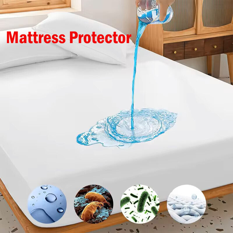 Fully Fitted Waterproof Mattress Protector Terry Cotton Bed Soft Cover