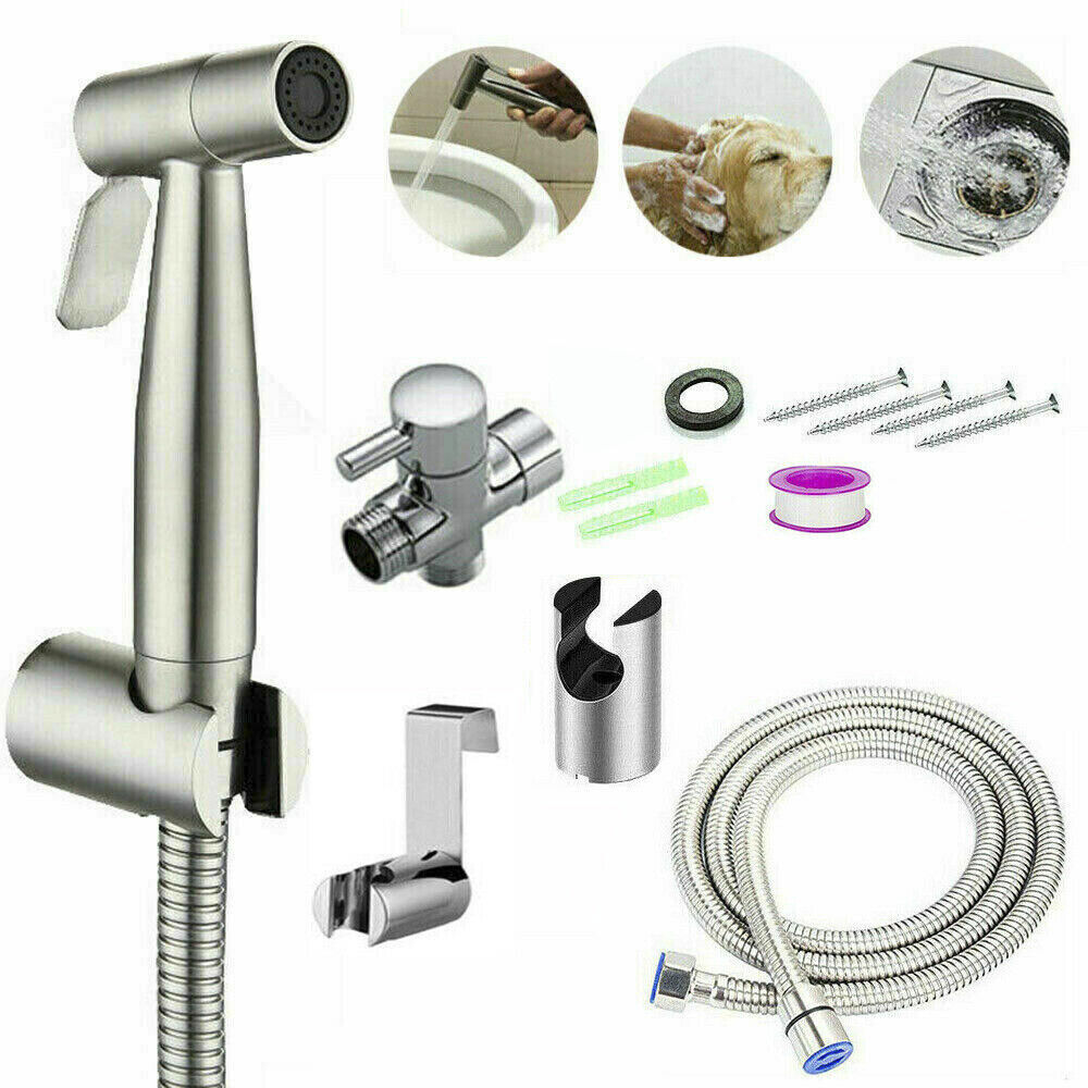 Stainless Steel Handheld Douche Bidet Toilet Spray Shower Shattaf Diverter