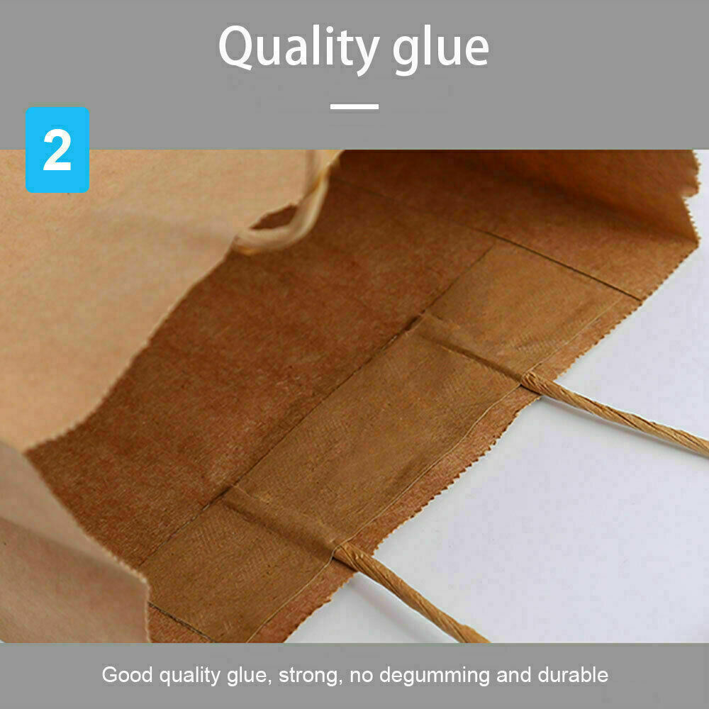 50 x Bulk Kraft Paper Bags Gift Shopping Carry Craft Brown Bag w/ Handles Size M