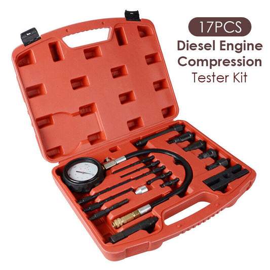 17PCS Diesel Engine Compression Tester Kit Tool Set Automotive Compressor