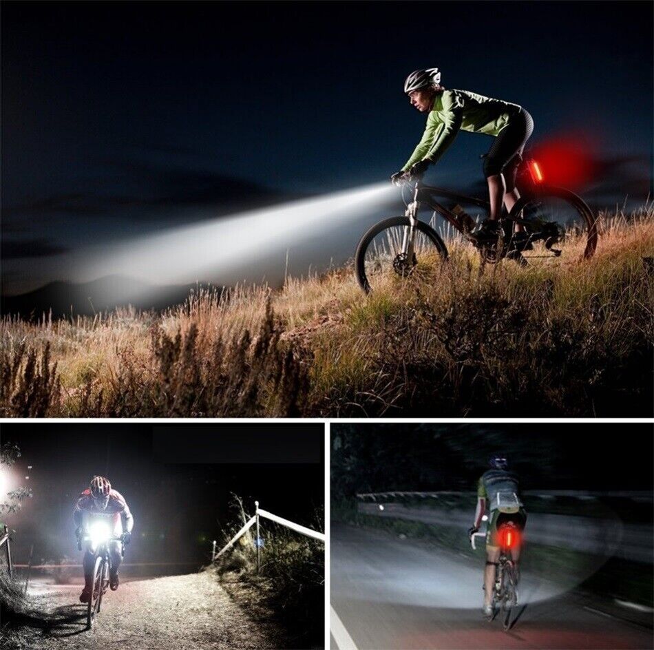 Bike Front Rear Light USB Rechargable Lamp Flashlight Bicycle LED