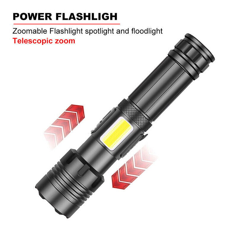 9900000Lumens Super Bright Tactical Flashlight Zoomable Rechargeable Torch Light