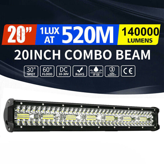CREE LED Light Bar 20 inch Tri-row Spot Flood Combo Driving Offroad Truck 4WD