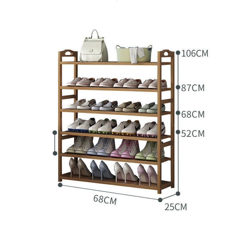 3-6 Tiers Layers Bamboo Shoe Rack Storage Organizer Wooden Shelf Stand Shelves