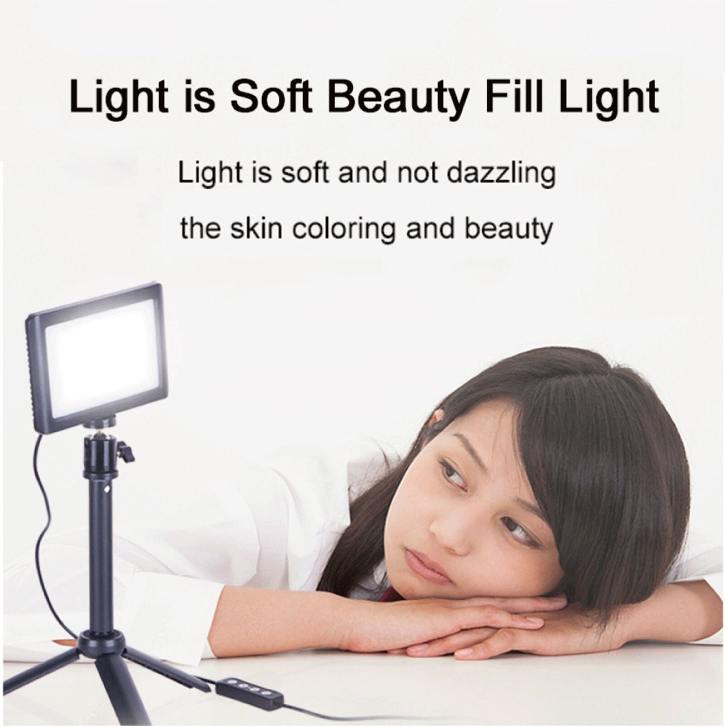 Dimmable Camera LED Video Light Panel Lamp + Bracket Tripod for Photo Lighting