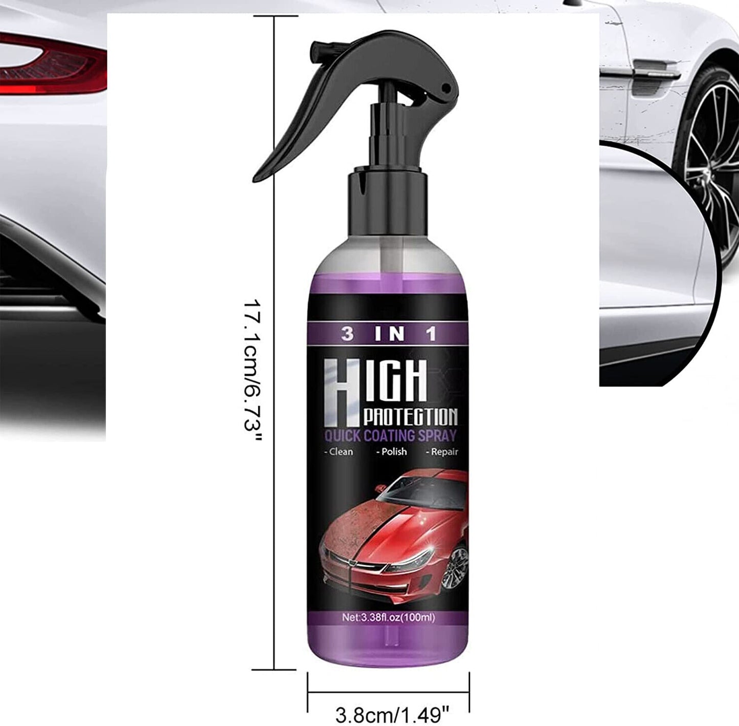 3in1 High Protection Quick Car Coat Ceramic Coating Spray Hydrophobic