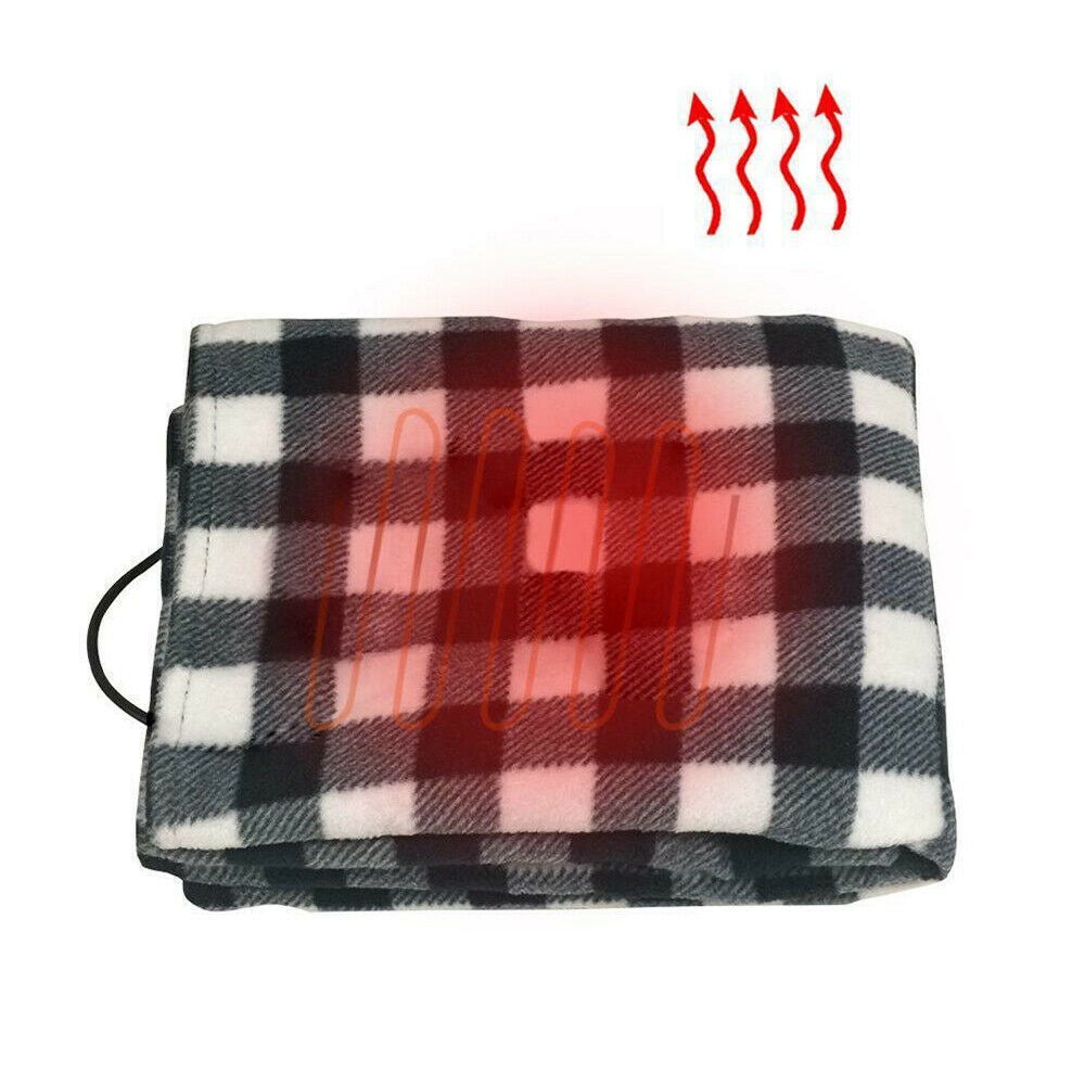 HEATED CAR BLANKET TRAVEL RUG SOFT CARAVAN FLEECE ELECTRIC THROW 12 VOLT DC AUTO