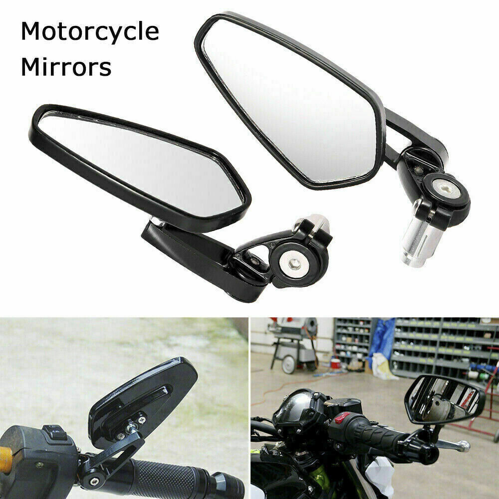 2pcs 7/8'' Motorbike Handle Bar End Rearview Side Mirror Motorcycle Moto Wing