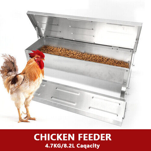 8.2L Automatic Chicken Food Feeder Treadle Self Opening Feed Galvanized