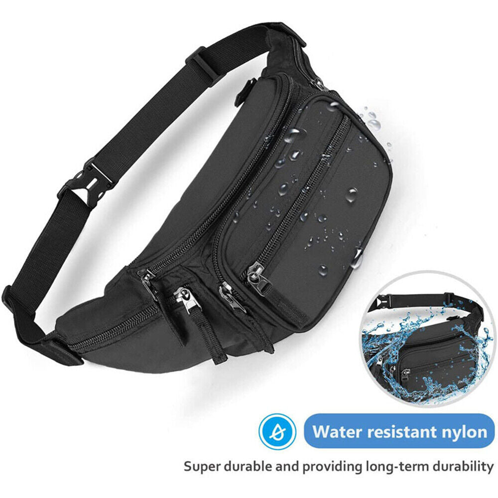 Waterproof Multi Purpose Waist Bum Bag Belt Pouch Wallet Zip Pack Sports Travel