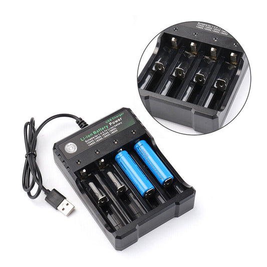 NEW 4 Slots Independent Li-ion Battery USB Smart Charger Indicator 4.2V 1000mA