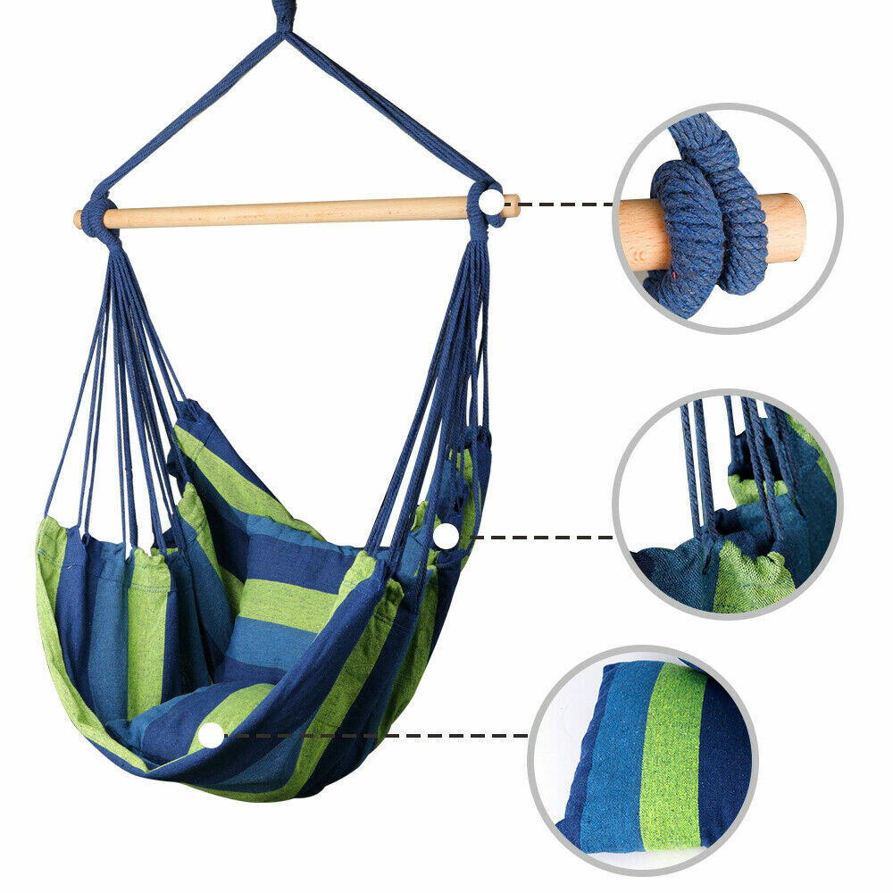 Portable Hanging Hammock Chair Swing Garden Outdoor Camping Soft Cushions