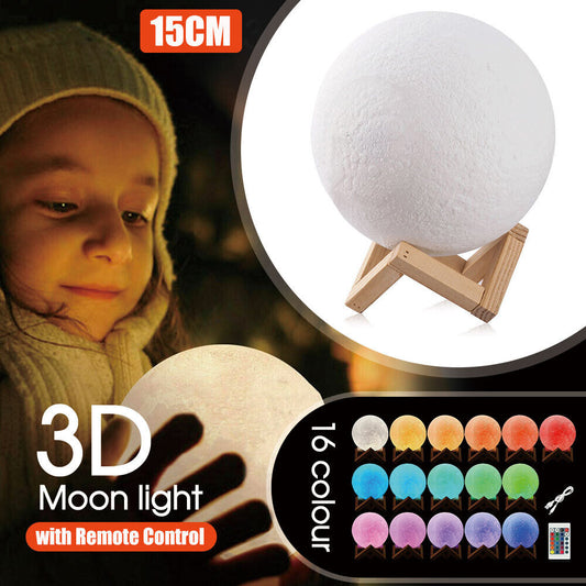 Dimmable 3D Magical 15cm Moon Lamp USB LED Night Light Touch Sensor Lamp