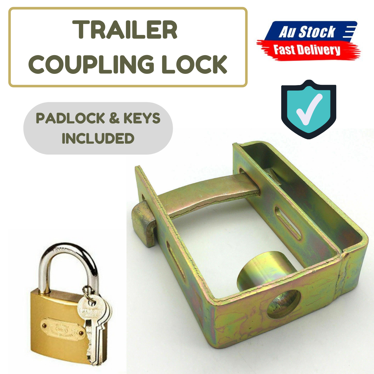 Trailer Caravan Coupling Hitch Lock Padlock 2 Stage Locker w/ Keys Heavy Duty