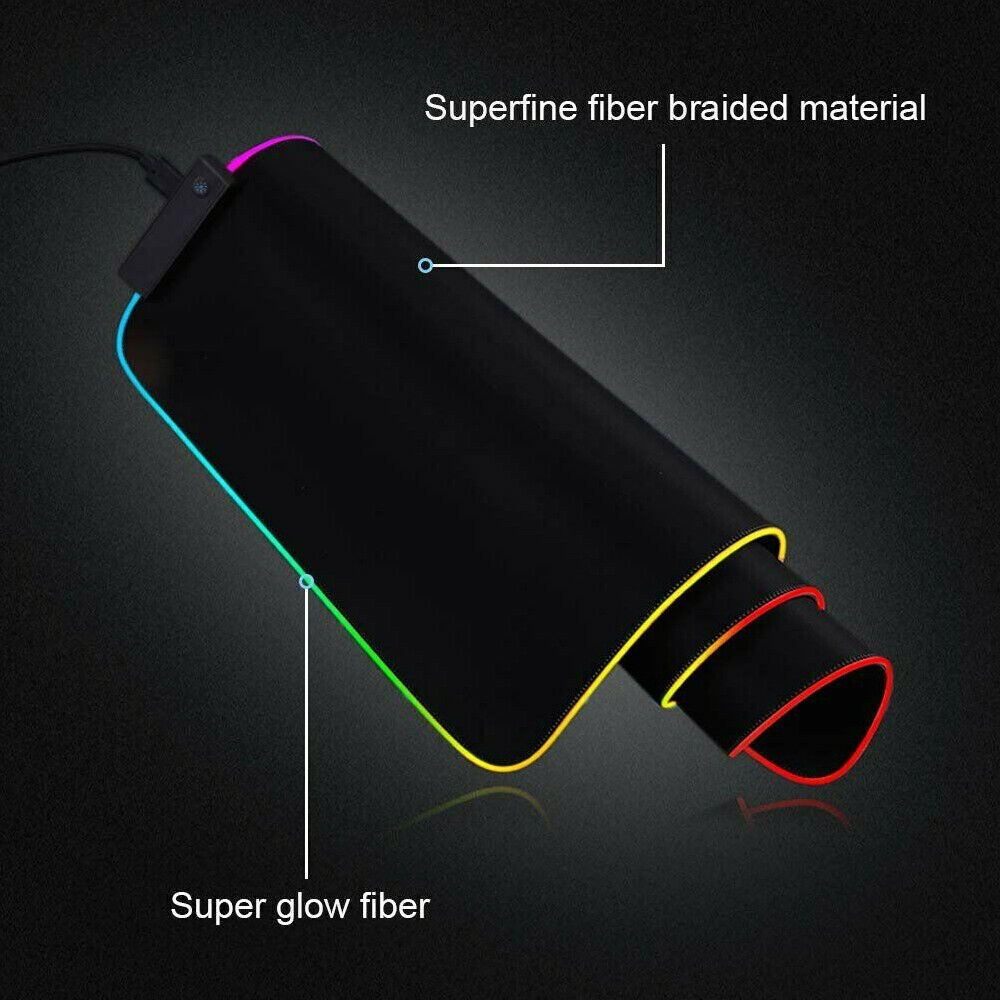 RGB LED Gaming Mouse Pad Desk Mat Extend Anti-slip Rubber Speed Mousepad