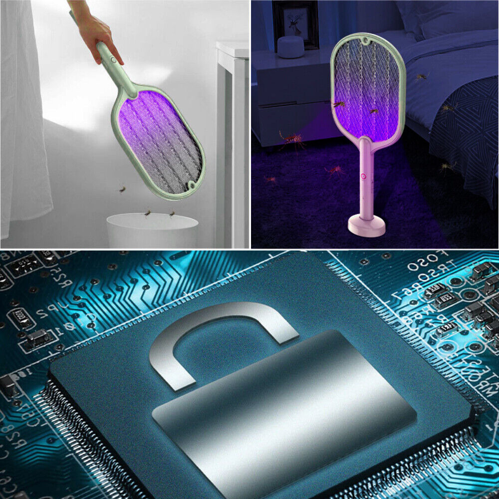 2 In 1 Electric USB Rechargable Racket Fly Swatter Mosquito Insect Killer Zapper