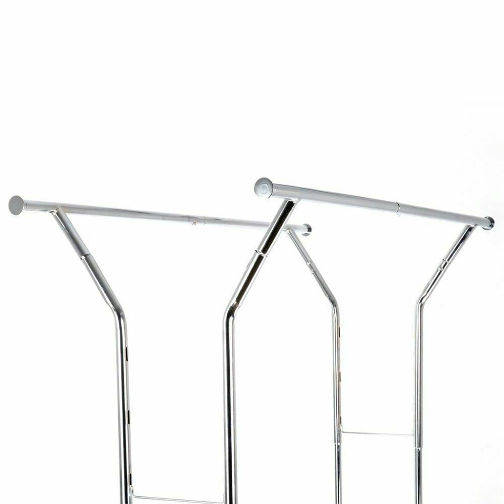 Collapsible Adjustable Single Rail Rolling Garment Cloth Coat Rack Hanger Dryer