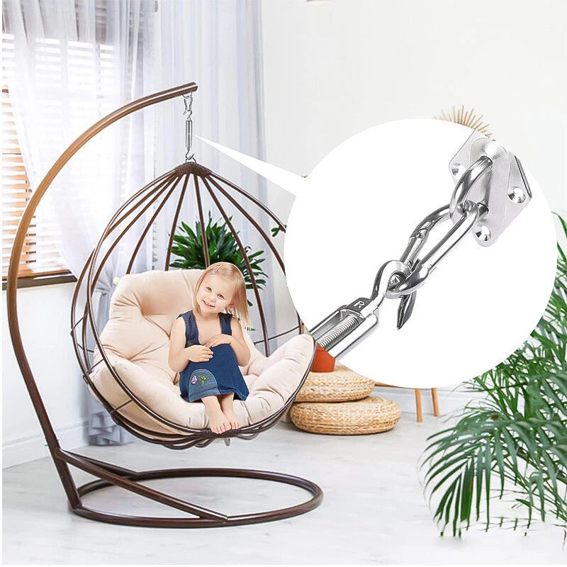 6mm 304 Stainless Steel Turnbuckle Kit – 4 Hook Open Body + Carabiners & Fixings