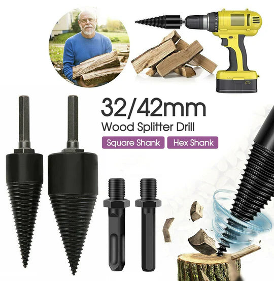 HIGH SPEED TWIST FIREWOOD DRILL BIT WOOD SPLITTER SCREW SPLITTING CONE DRIVER