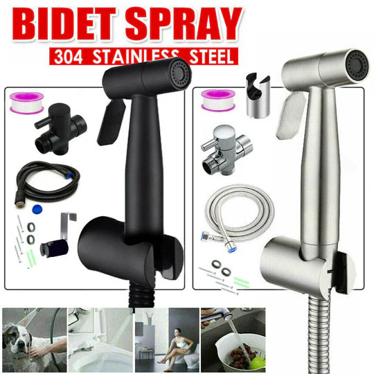 STAINLESS STEEL HANDHELD DOUCHE BIDET TOILET SPRAY SHOWER SHATTAF DIVERTER