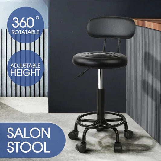 Salon Stool Swivel Chair Backrest Barber Hairdressing Hydraulic Lift PU