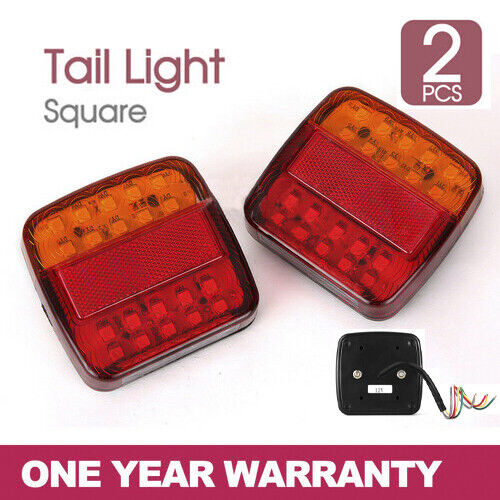 2x 20LED Square Tail Stop Light Indicator Reverse Boat Trucks Caravans Utes New