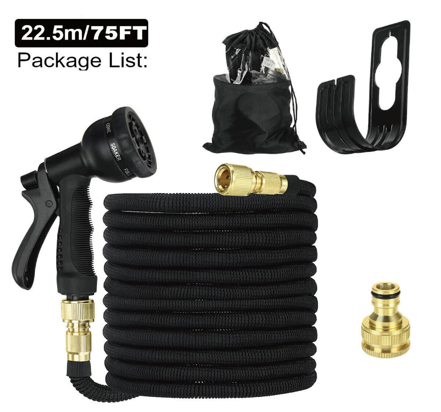 25-100FT Garden Water Hose Flexible Expandable Pipe Car Wash W/ Spray Nozzle Gun