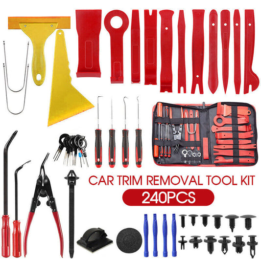 240Pcs Car Trim Removal Tool Auto Hand Tools Pry Bar Dash Panel Kit Door Interior