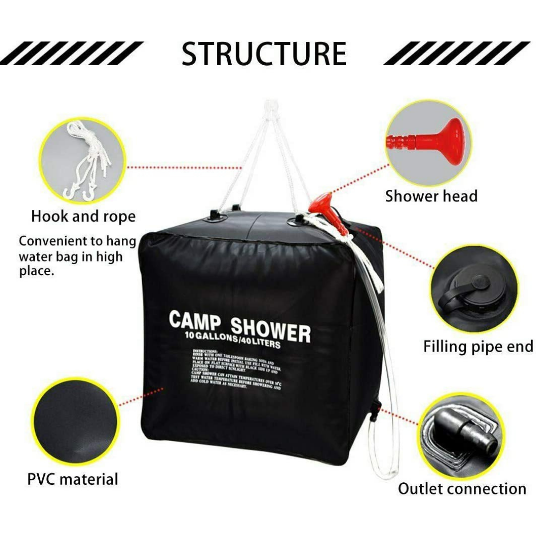 40L Solar Heater Camping Tent Outdoor Water Pipe Portable Camping Hiking Travel
